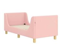 HETFTJN Telaio per lettino rosa 70 x 140 cm in tessuto di pecora e legno Design moderno con rete a doghe testiera con spazio per ragazze, camera da letto, soggiorno, camera degli ospiti