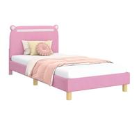 HETFTJN Telaio per lettino rosa 80 x 200 cm con capienza, testiera moderna singola, in materiale di legno, durevole, design basso per camera da letto, camera degli ospiti e piccoli spazi