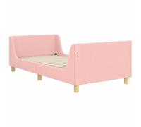 HETFTJN Telaio per lettino rosa 80 x 200 cm in tessuto di pecora con rete a doghe, design moderno e basso, tasche nella testiera, robusto telaio in legno, facile da montare per camera singola