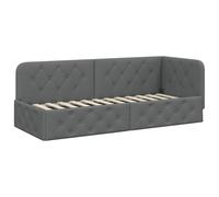HETFTJN Telaio per letto ad angolo, grigio scuro, 80 x 200 cm, in tessuto, a forma di L, con testiera, design moderno, struttura in compensato, salvaspazio, per camera da letto, camera degli ospiti