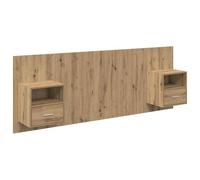 HETFTJN Testiera con armadio, 3 pezzi, rovere Artisan, larghezza 217 cm, materiale in legno, design moderno, spazio per il montaggio a parete per camera da letto