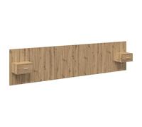 HETFTJN Testiera con armadio, 3 pezzi, rovere Artisan, materiale in legno, 337 x 32,5 x 80 cm, design moderno, parete posteriore profonda con spazio di archiviazione, larghezza schienale per camera da