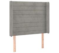 HETFTJN Testiera con orecchie grigio chiaro, 83 x 16 x 118/128 cm, velluto regolabile in altezza, robusto legno di larice, schienale comodo, design moderno per camera da letto, camera dei ragazzi