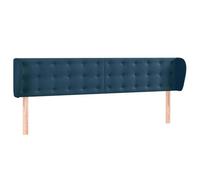 HETFTJN Testiera Letto ad Orecchie in Velluto Blu Scuro 203x23x78/88 cm | Elegante schienale imbottito con altezza regolabile per la camera da letto. Struttura in legno e morbida spugna.