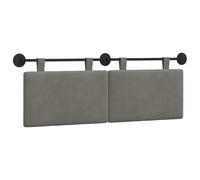 HETFTJN Testiera sospesa 150 x 55 cm, pannello da parete imbottito in tessuto a coste grigio chiaro, cuscino da parete per camera da letto, schienale con supporto a parete, cinghie rimovibili incluse