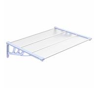 HETFTJN Tettoia per Porta d'Ingresso Grigio e Trasparente 122x90 cm | Protezione solida per pensilina esterna da veranda, con lastre in policarbonato, bracci ABS e profili in alluminio.