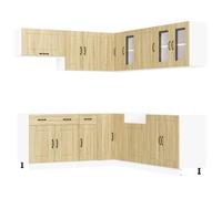 HETFTJN Vetrina Soggiorno Armadietto da Esterno Armadietto Salvaspazio Mobiletto Bagno Salvaspazio - Set Mobili da Cucina 11 pz Kalmar Rovere Sonoma in Truciolato per Ufficio Soggiorno Cucina