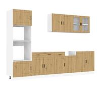 HETFTJN Vetrina Soggiorno Armadio Cucina Mobile per Cucina Mobiletto Bagno Salvaspazio - Set Mobili da Cucina 7 pz Kalmar Rovere Artigianale Truciolato per Cucina Esterno Camera Da Letto Ufficio