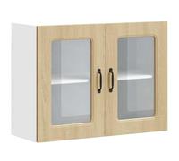 HETFTJN Vetrina Soggiorno Armadio Cucina Mobiletto Cucina Mobile da Cucina - Pensile da Cucina con Porta in Vetro Kalmar Rovere Sonoma per Cucina Esterno Bagno Soggiorno