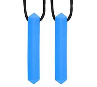 HETHLIF Collana Massaggiagengive in Silicone 2 Pezzi Ciondolo Masticare Ad Alta Temperatura per Bisogni Sensoriali Autismo Riparazione Orale Succhiare il Pollice ADHD (ciondolo con gemma blu)