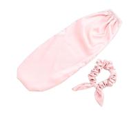 HETHLIF Cuffia per Capelli Ricci Lunghi 2 in 1 Cuffia per Capelli per Dormire con Elastico per Donne Ragazze Che Dormono Uso Quotidiano Seta Artificiale Rosa