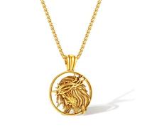 HETICA Collana con ciondolo a forma di Gesù Cristo, in acciaio inox, con corona di spine e testa rotonda con medaglietta per preghiera, idea regalo per uomini e donne, Acciaio inossidabile, Nessuna
