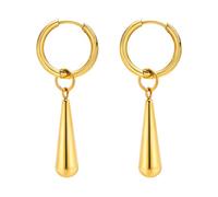 HETICA Orecchini pendenti da donna, in acciaio al titanio, placcati in oro 14 carati, design minimalista e moderno, idea regalo per donne, Acciaio al titanio, Nessuna pietra preziosa
