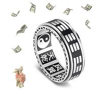 HETICA Yin Yang Anello Spinner Anello in Acciaio al Titanio Feng Shui Anello Attraente Ricchezza Vintage Kung Fu Tai Chi Anello Alta Polacco Per Uomini Donne Anello Gioielli Regalo, US 6, Acciaio al