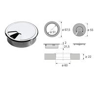 Hettich Uscita cavo Aspetto cromato, lucido