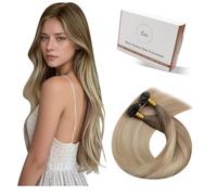 Hetto Extension Capelli Veri Cheratina 45 cm 50g 50 ciocche Marrone Chiaro a Biondo Cenere e Bionda Platino Keratin Capelli Umani Remy Lisci U Tip Hair Extension #8/18/60