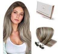 Hetto Extension Capelli Veri Cheratina 45 cm 50g 50 ciocche Marrone Chiaro Con Biondo Platino a Marrone Chiaro Keratin Capelli Umani Remy Lisci U Tip Hair Extension #8/60/8