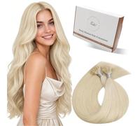 Hetto Extension Capelli Veri Cheratina 50 Ciocche per Styling in Salone | Fissaggi discreti, Biondo Platino, Sensazione morbida sulle lunghezze, Libertà nel creare look personalizzati, 40cm 40g