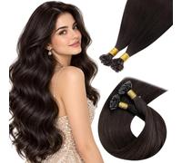Hetto Extension Capelli Veri Cheratina 50 Ciocche per Styling in Salone | Giunzioni discrete, Castano Scuro, Texture piacevolmente morbida al tatto, Libertà nel creare look personalizzati, 40cm 40g