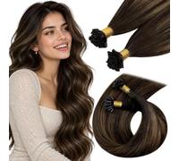 Hetto Extension Capelli Veri Cheratina 60cm 50 Ciocche per Eventi Speciali | Balayage Castano Espresso Scuro, Fissaggi piccoli dal profilo discreto, Volume secondo il look, Acconciature versatili, 50g