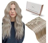 Hetto Extension Capelli Veri Clip 40cm 80g 5pcs Extension Capelli Clip Biondo Cenere Miscela Biondo Candido Remy Lisci Estensioni Dei Capelli Umani Reali Fascia Unica Invisibile #18/613
