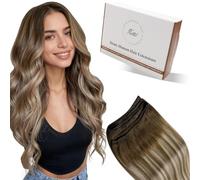 Hetto Extension Capelli Veri Tessitura Balayage Remy 45 cm 100g Matassa Capelli Veri Tessitura Marrone a Marrone Chiaro con Biondo Medio #3/8/24