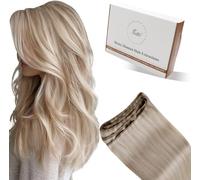 Hetto Extension Capelli Veri Tessitura Biondo Extension Capelli Tessitura Remy Umani Biondo Cenere con Biondo Candido Weft Remy Human Hair Extension 40cm 80g #18P613