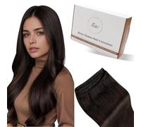Hetto Extension Capelli Veri Tessitura Castano 55cm 100g Extension Tessitura Capelli Naturali Umani Marrone più Scuro Remy Matassa Lisci Doppia Trama #2