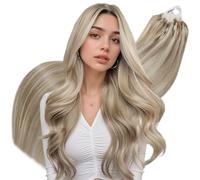 Hetto Extension Microring Capelli Veri 50 ciocche 50g 60 cm Extension Capelli Microring Invisibile Biondo Sporco Con Biondo Chiaro #17/23