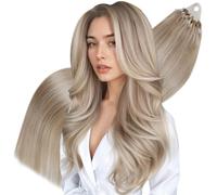 Hetto Extension Microring Capelli Veri 55cm 50g 50ciocche Biondo Sporco Highlight Biondo Candido Extension Capelli Veri Remy Lisci Estensioni Dei Capelli Umani Reale #18/613