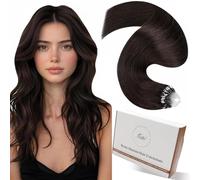Hetto Extension Microring Capelli Veri Marrone Scuro 40cm 40g 50 Ciocche Extension Capelli Umani Micro Invisibili Remy Lisci #2
