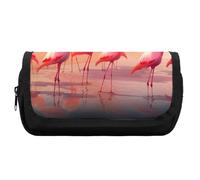 HETVBNS A Flock of Flamingos - Astuccio extra large, a doppio strato, con cerniera, astuccio portatile per cosmetici, per viaggi, cancelleria da ufficio, per donne e uomini