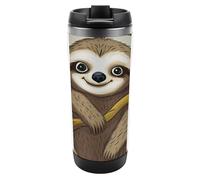 HETVBNS Adorabile bradipo 340 ml in acciaio inox con coperchio, tazza da caffè portatile a prova di perdite, tazza da viaggio per bevande calde/fredde, palestra e ufficio