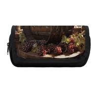 HETVBNS Astuccio a botte di vino rosso, extra large, astuccio a doppio strato con cerniera, borsa portatile per cosmetici, per viaggi, cancelleria da ufficio, per donne e uomini