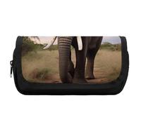HETVBNS Astuccio a doppio strato con elefante, extra large, con cerniera, borsa portatile per cosmetici da viaggio, organizer per cancelleria da ufficio, per donne e uomini