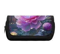 HETVBNS Astuccio a forma di peonia, extra large, a doppio strato, con cerniera, astuccio portatile per cosmetici, per viaggi, cancelleria da ufficio, per donne e uomini