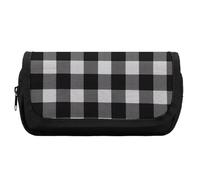 HETVBNS Astuccio a quadri bianco e nero extra large, astuccio a doppio strato con cerniera, astuccio portatile per cosmetici, per viaggi, cancelleria da ufficio, per donne e uomini