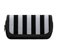 HETVBNS Astuccio a righe bianche e nere extra large, astuccio a doppio strato con cerniera, borsa portatile per cosmetici da viaggio, organizer per cancelleria da ufficio per donne e uomini