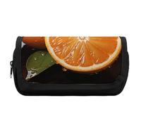 HETVBNS Astuccio arancione extra large, astuccio a doppio strato con cerniera, borsa portatile per cosmetici da viaggio, organizer per cancelleria da ufficio per donne e uomini