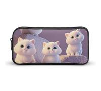 HETVBNS Astuccio carino e adorabile con gatto, grande capacità, con cerniera, organizer per matite resistente, piccola borsa per cosmetici portatile per ufficio, viaggi