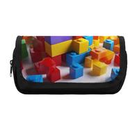 HETVBNS Astuccio colorato con blocchi di costruzione extra large, astuccio a doppio strato con cerniera, borsa portatile per cosmetici per viaggi, organizer per cancelleria da ufficio per donne e