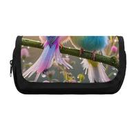 HETVBNS Astuccio colorato con uccellino extra large, astuccio a doppio strato con cerniera, astuccio portatile per cosmetici, per viaggi, cancelleria da ufficio, per donne e uomini