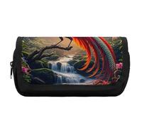 HETVBNS Astuccio colorato Phoenix extra large, astuccio a doppio strato con cerniera, astuccio portatile per cosmetici, per viaggi, cancelleria da ufficio, per donne e uomini