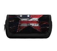 HETVBNS Astuccio con bandiera e stelle, extra large, astuccio a doppio strato con cerniera, borsa portatile per cosmetici, per viaggi, cancelleria da ufficio, per donne e uomini