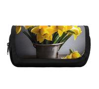 HETVBNS Astuccio con bouquet di narcisi extra large, astuccio a doppio strato con cerniera, borsa portatile per cosmetici per viaggi, organizer per cancelleria da ufficio per donne e uomini