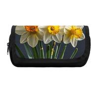 HETVBNS Astuccio con bouquet di narcisi extra large, astuccio a doppio strato con cerniera, borsa portatile per cosmetici per viaggi, organizer per cancelleria da ufficio per donne e uomini