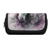 HETVBNS Astuccio con cavallo verde, extra large, astuccio a doppio strato con cerniera, borsa portatile per cosmetici da viaggio, organizer per cancelleria da ufficio, per donne e uomini