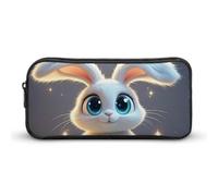 HETVBNS Astuccio con cerniera a forma di coniglio, con grazioso cartone animato, grande capacità, organizer per matite resistente, piccola borsa per cosmetici portatile per ufficio, viaggi