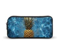 HETVBNS Astuccio con cerniera di grande capacità, con ananas in piscina, organizer per matite resistente, piccola borsa per cosmetici portatile per ufficio, viaggi