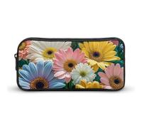 HETVBNS Astuccio con cerniera di grande capacità, con fiori come sfondo, organizer per matite resistente, piccola borsa per cosmetici portatile per ufficio, viaggi